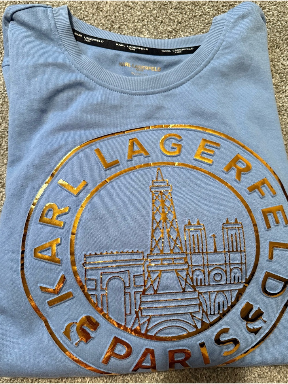 Karl Lagerfeld Men  Powder Blue Sweatshirt with Gold Logo